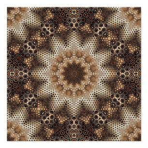 Póster Mandalá con Elementos Hexagonales