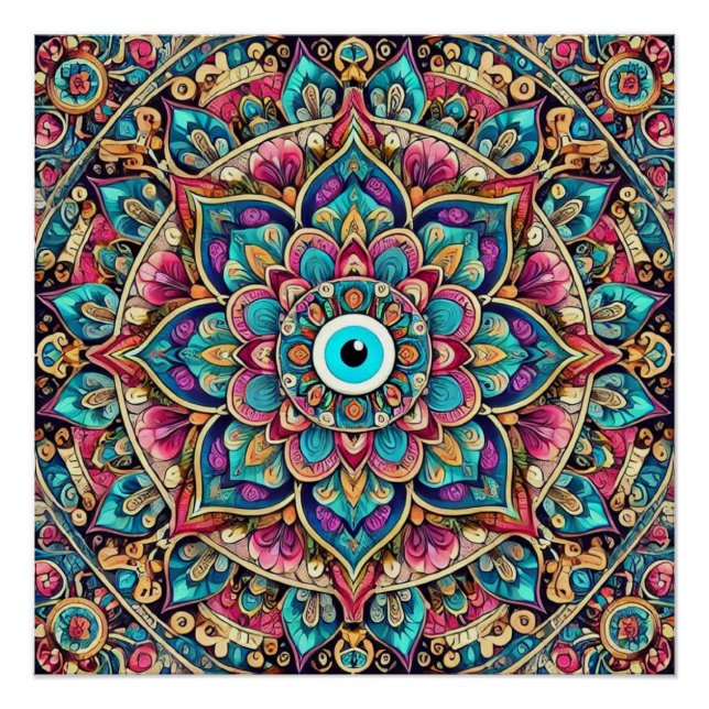 Póster Mandala con mal ojo (Anverso)