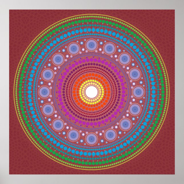 Póster Mandala con patrones rojos (Frente)