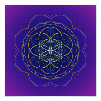 Póster Mandala cúbica de Semilla de Vida y Metatrón