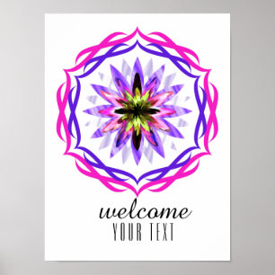 Póster Mandala Damask Bienvenidos Lotus Flower Art Elegan