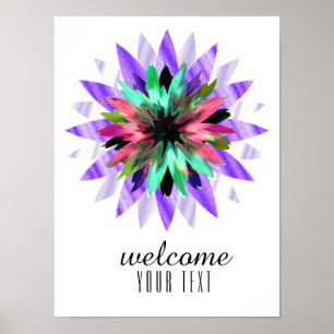 Póster Mandala Damask Bienvenidos Lotus Flower Art Elegan
