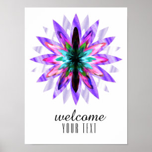 Póster Mandala Damask Bienvenidos Lotus Flower Art Elegan