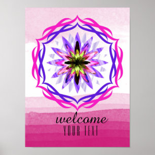 Póster Mandala Damask Bienvenidos Lotus Flower Art Elegan