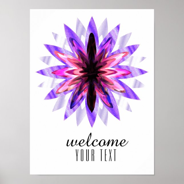 Póster Mandala Damask Bienvenidos Lotus Flower Art Elegan (Frente)