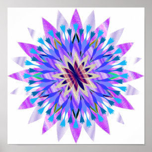 Póster Mandala Damask Lotus Flower Art Elegante