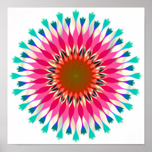 Póster Mandala Damask Lotus Flower Art Elegante