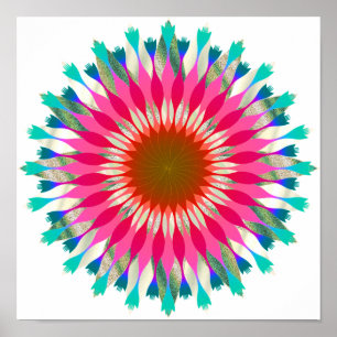 Póster Mandala Damask Lotus Flower Art Elegante