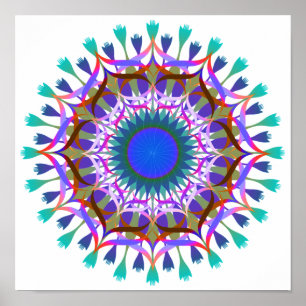 Póster Mandala Damask Lotus Flower Art Elegante