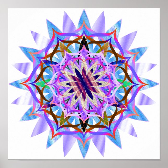 Póster Mandala Damask Lotus Flower Art Elegante (Frente)