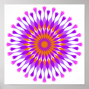 Póster Mandala Damask Lotus Flower Art Elegante