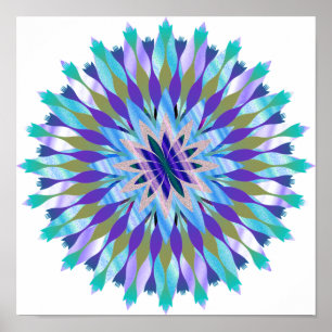 Póster Mandala Damask Lotus Flower Art Elegante