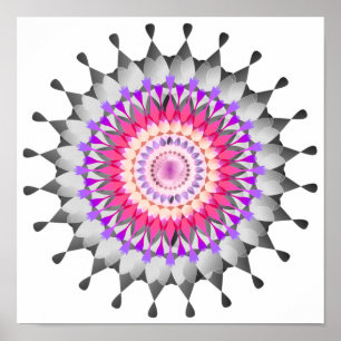 Póster Mandala Damask Lotus Flower Art Elegante
