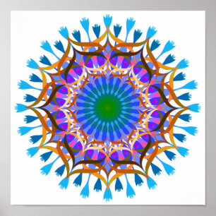 Póster Mandala Damask Lotus Flower Art Elegante