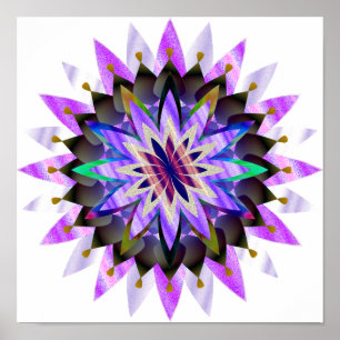 Póster Mandala Damask Lotus Flower Art Elegante