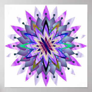 Póster Mandala Damask Lotus Flower Art Elegante