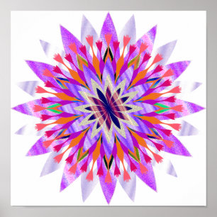 Póster Mandala Damask Lotus Flower Art Elegante