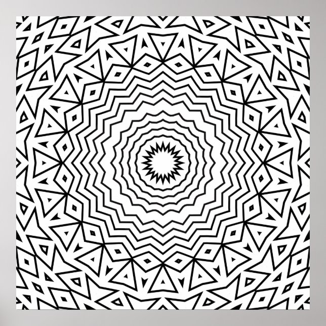 Póster Mandala de Anillo en Zigzag con Detalle de Patrón  (Frente)