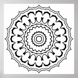 Póster Mandala de Anillo Escalonado en Negrita con Ondas