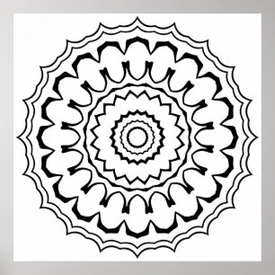 Póster Mandala de Anillo Escalonado en Negrita con Ondas