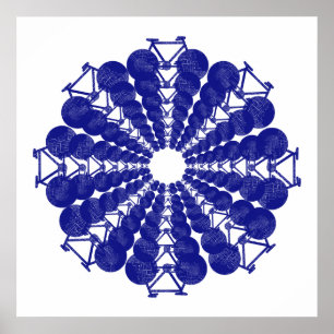 Póster mandala de bicicletas, circular y gráfica