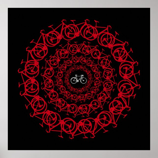 Póster mandala de bicicletas rojas (Frente)
