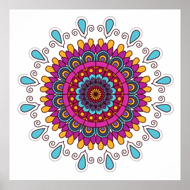 Póster Mandala de colores vivos (Frente)