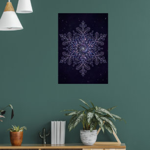 Póster Mandala de copo de nieve de galaxia cósmica Impr