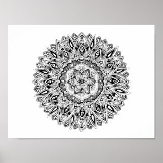 Póster Mandala de flores con semilla de vida
