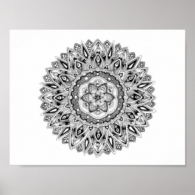 Póster Mandala de flores con semilla de vida (Frente)