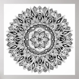 Póster Mandala de flores sagrada geometría semilla de vid