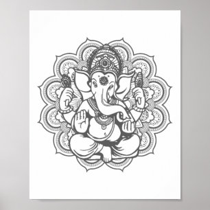 Póster Mandala de Ganesha Dios hindú Hinduismo Regalo de 