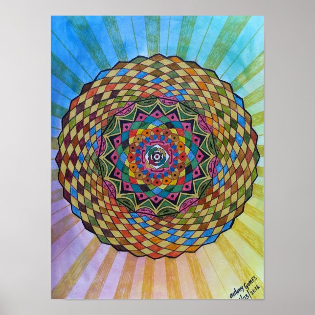 Póster Mandala de la geometría sagrada colorida - WaterCo (Frente)