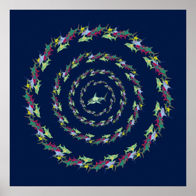 Póster mandala de los tiburones (Frente)