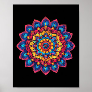 Póster Mandalá de Loto Colorido para Meditación