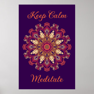 Póster Mandalá de Loto Ornamental Dorado Yoga Espiritual