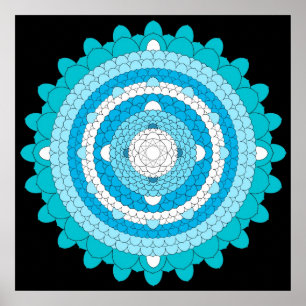 Póster Mandala de Lotus del pétalo del azul mil