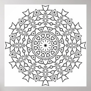 Póster Mandala de Núcleo Estelar con Geometría Tribal Ang
