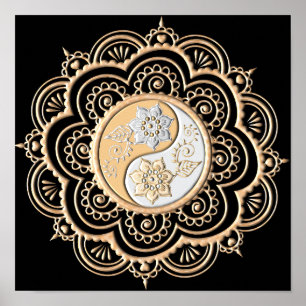 Póster Mandalá de Oro y Plata