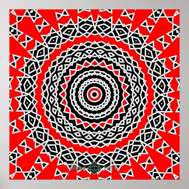 Póster Mandalá de Prisma ( Rojo ) (Frente)