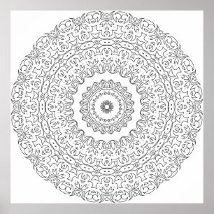 Póster Mandalá de Vid Floral Ornamentada con Anillos Apil