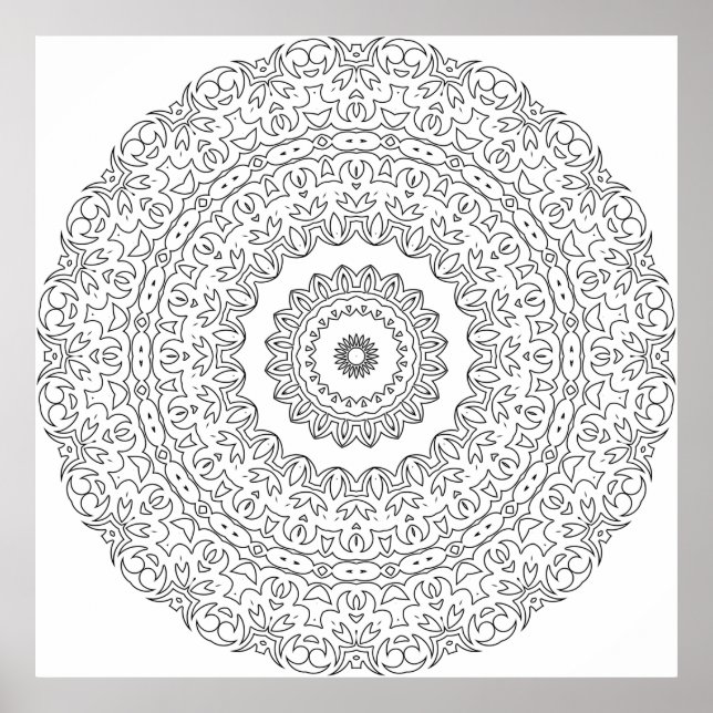 Póster Mandalá de Vid Floral Ornamentada con Anillos Apil (Frente)