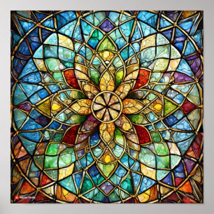 Póster Mandala de vidrio manchado poster sin marco
