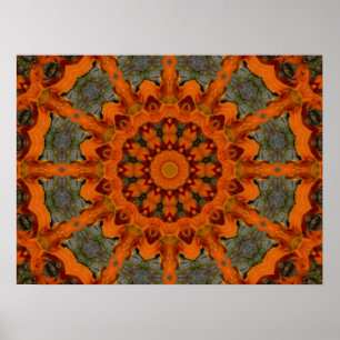 Póster Mandala del naranja del Daylily