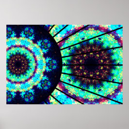 Póster Mandala detallada de células fluorescentes