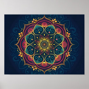 Póster Mandala digital intrincada: Un Kaleidoscopio de co