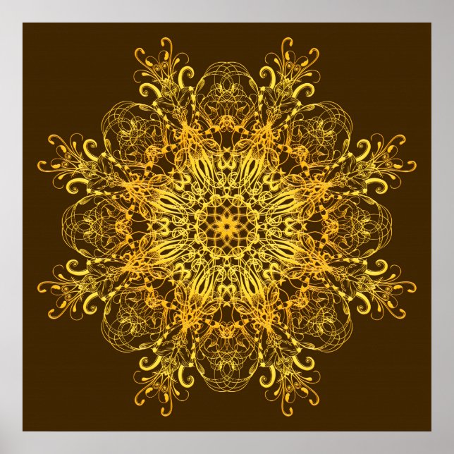 Póster Mandala dorada étnica. (Frente)