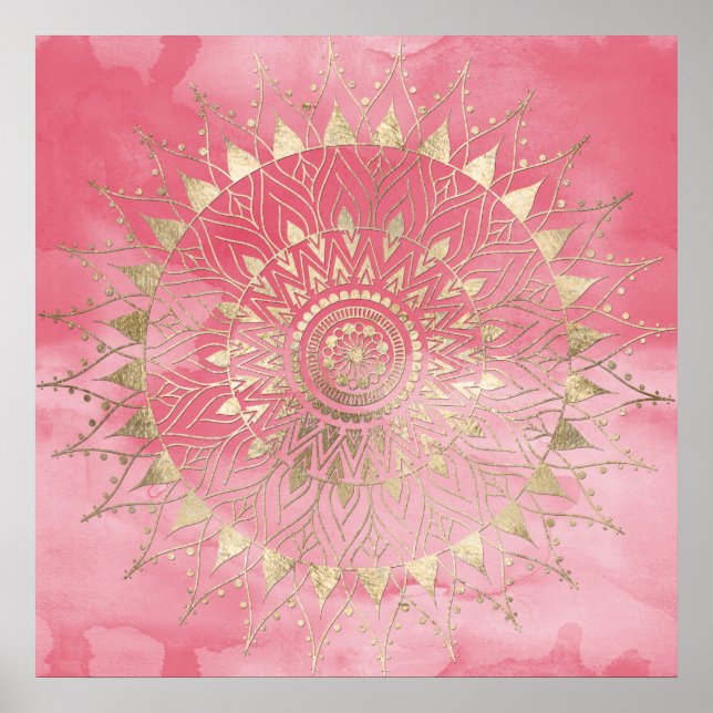 Póster Mandala dorada moderna (Frente)