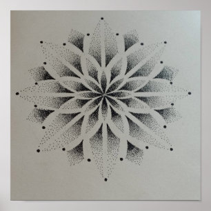 Póster mandala dotwork modern zwart wit strak