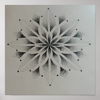 Póster mandala dotwork modern zwart wit strak